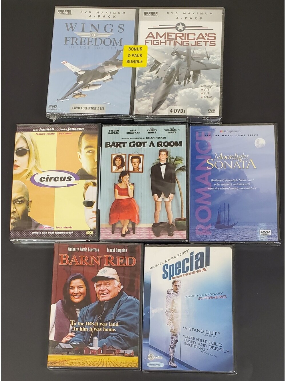 7 DVD Movie Bundle - Wings of Freedom, America's Fighting Jets, Circus+ New
